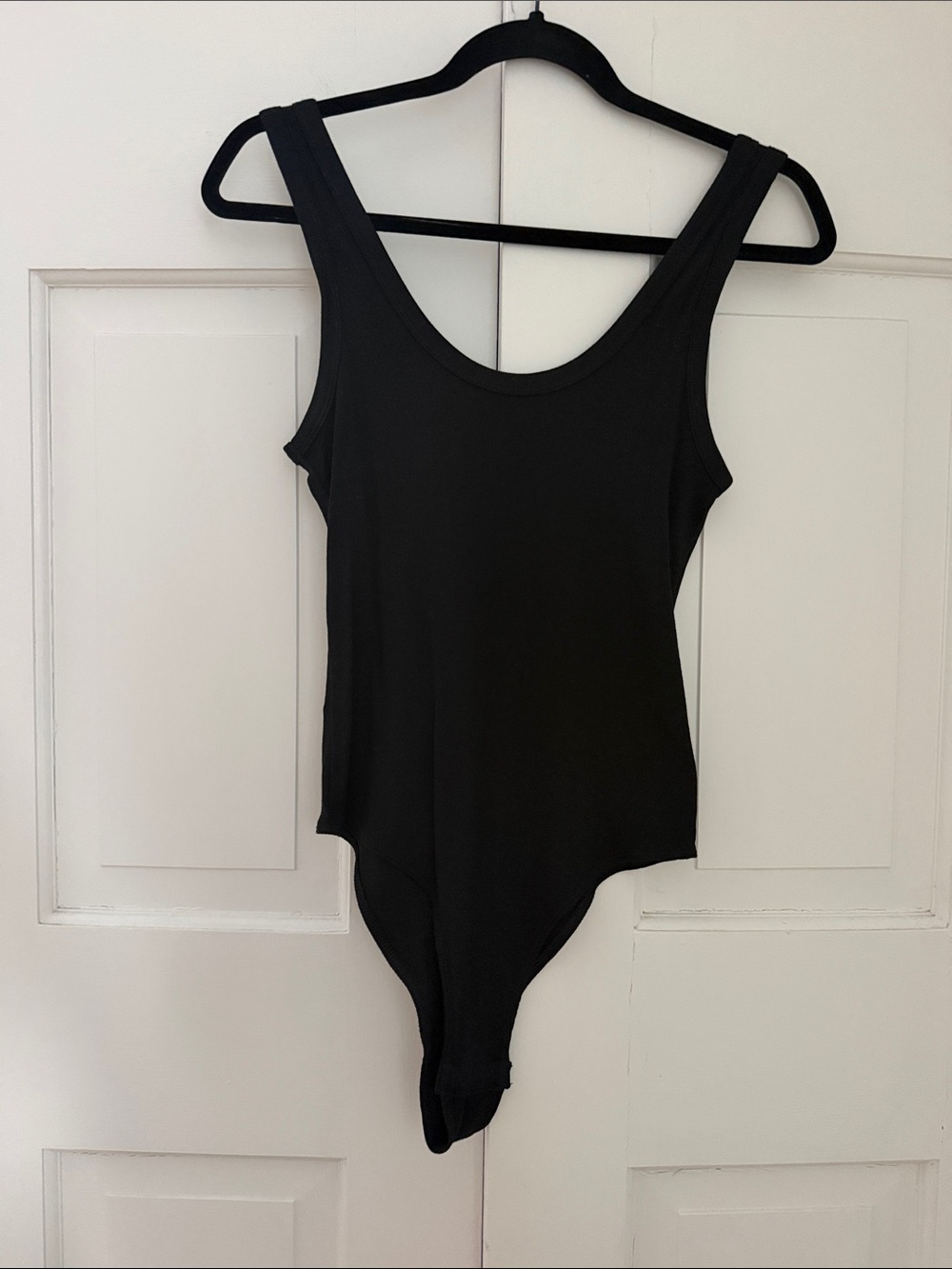 a new day Black Scoop-Neck Stretch Tank Bodysuit